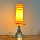 Vintage orange lamp with chrome tulip base and glass shade