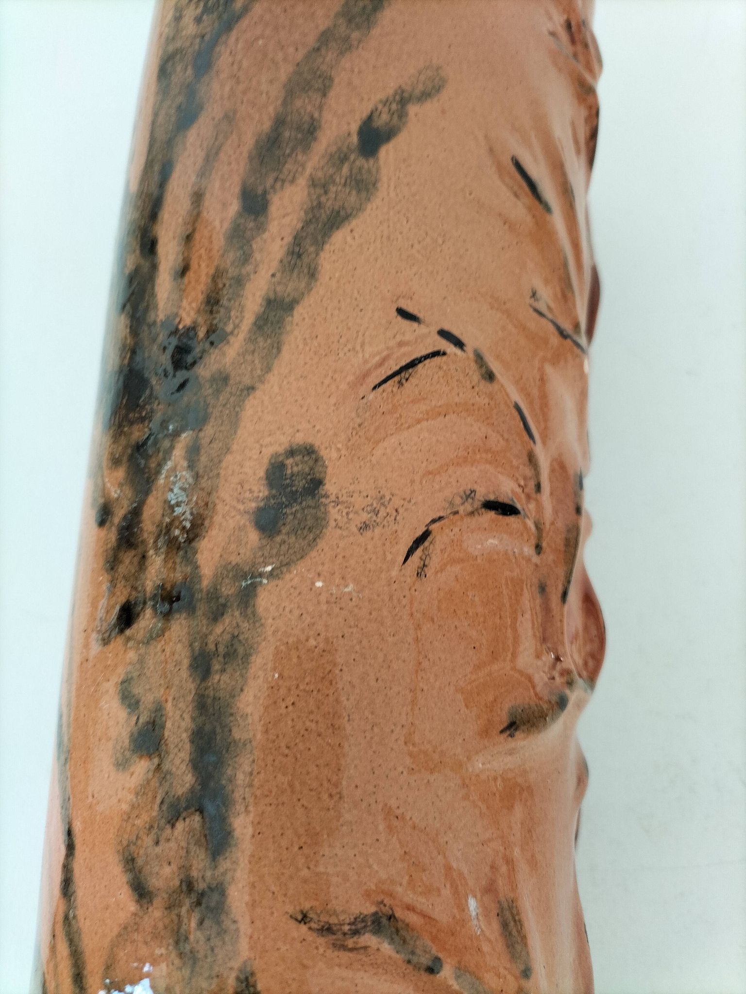 Stoneware vase signed LM, organic style, 70s/90s