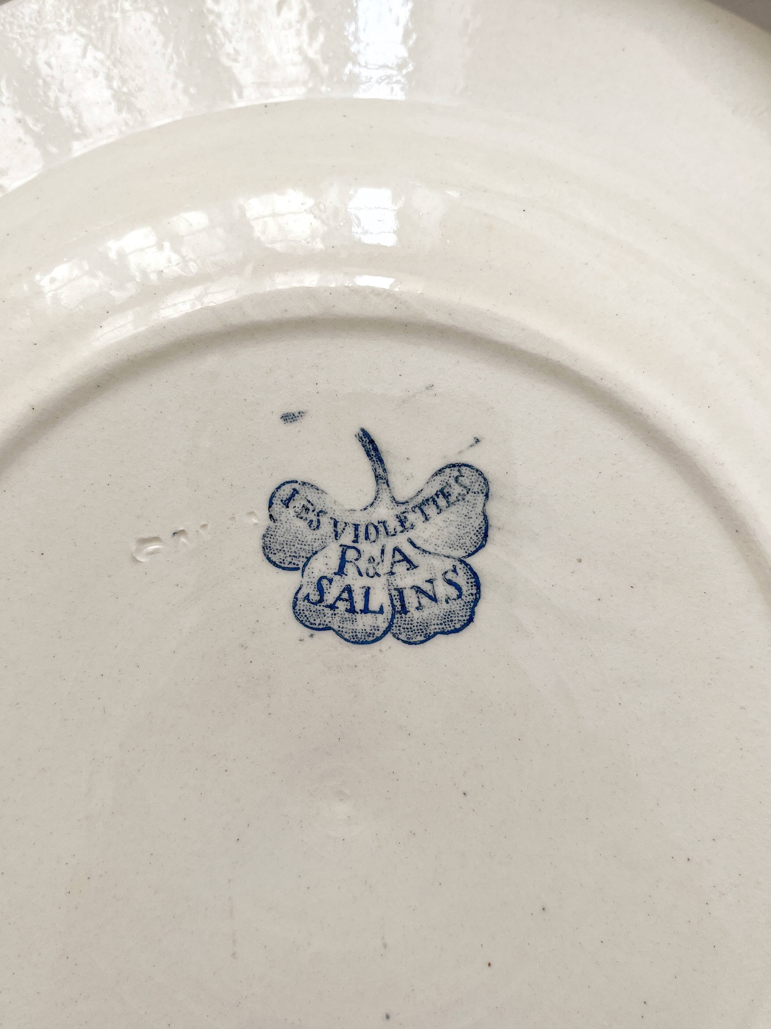 8 ironstone soup plates "Les Violettes" Salins