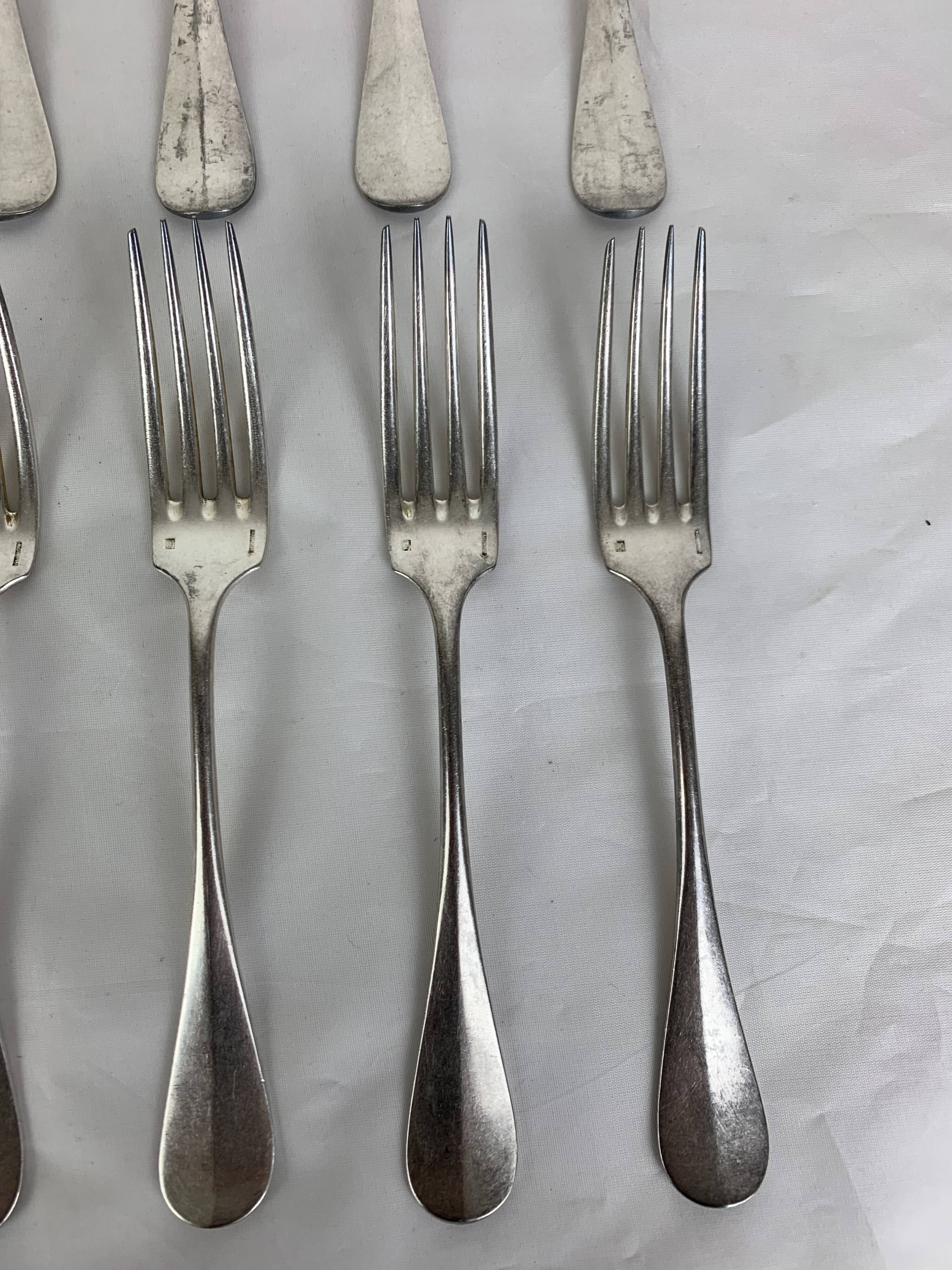 6 forks & 6 spoons Christofle Baguette Fidelio model silver metal
