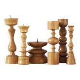 Bougeoirs scandinaves en bois, lot de 6