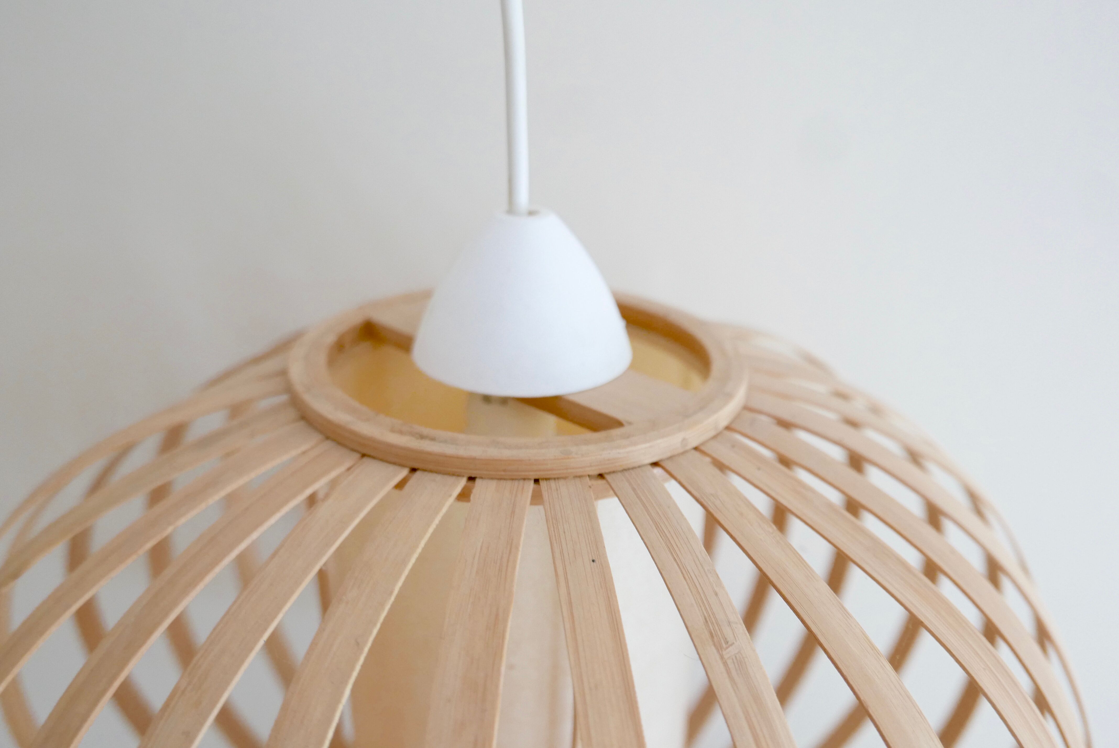 Wooden hanging lamp, scandinavian, 70s