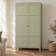 Parisian wardrobe in Clay Green wood – 2 moulded doors – H188 cm