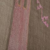 Handwoven Vintage Sivas Kilim Runner in Green Geometric Pattern 2'8'' x 12'6''