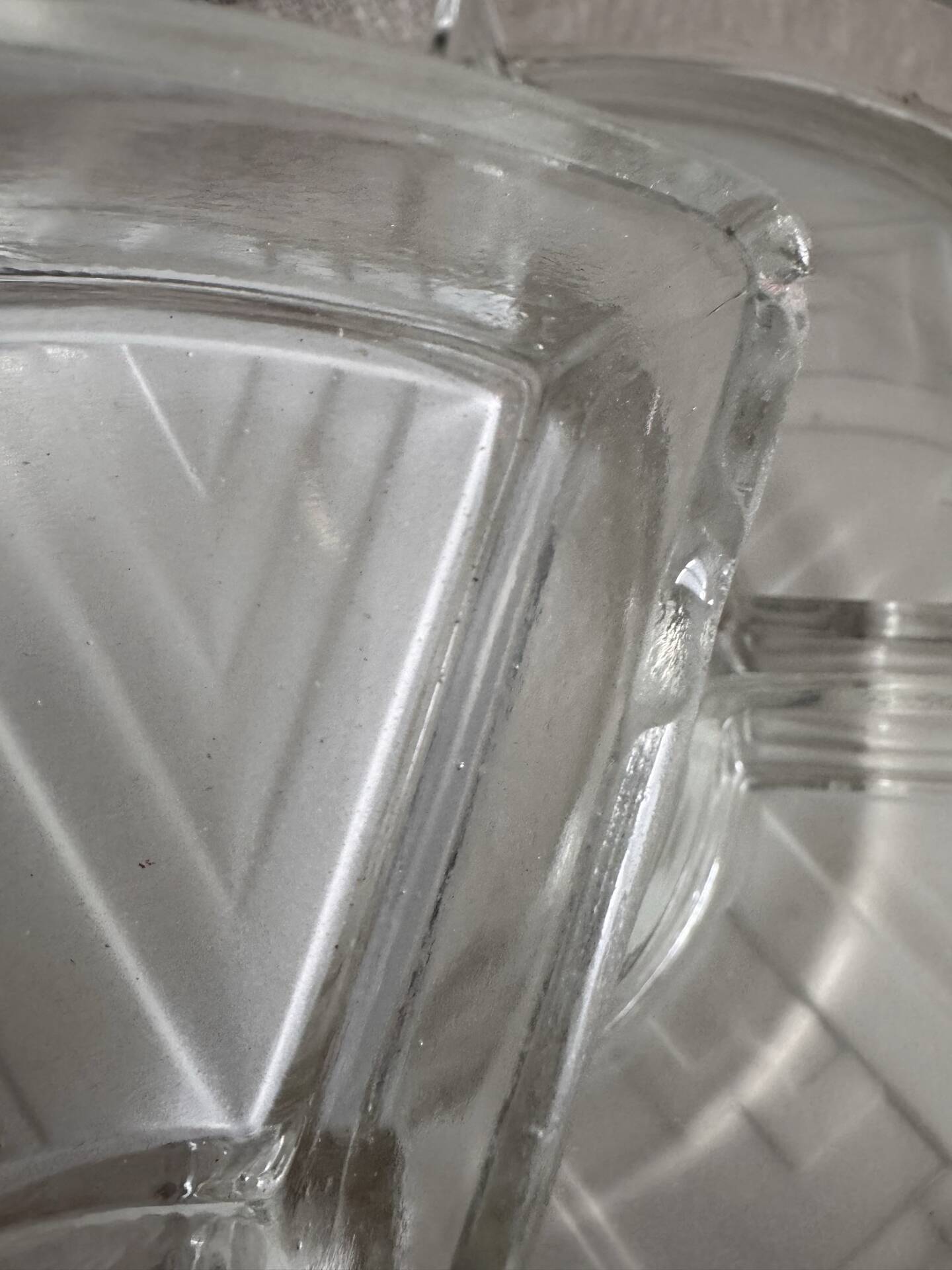 Art Deco silver-plated metal and glass serving platter for appetizers.