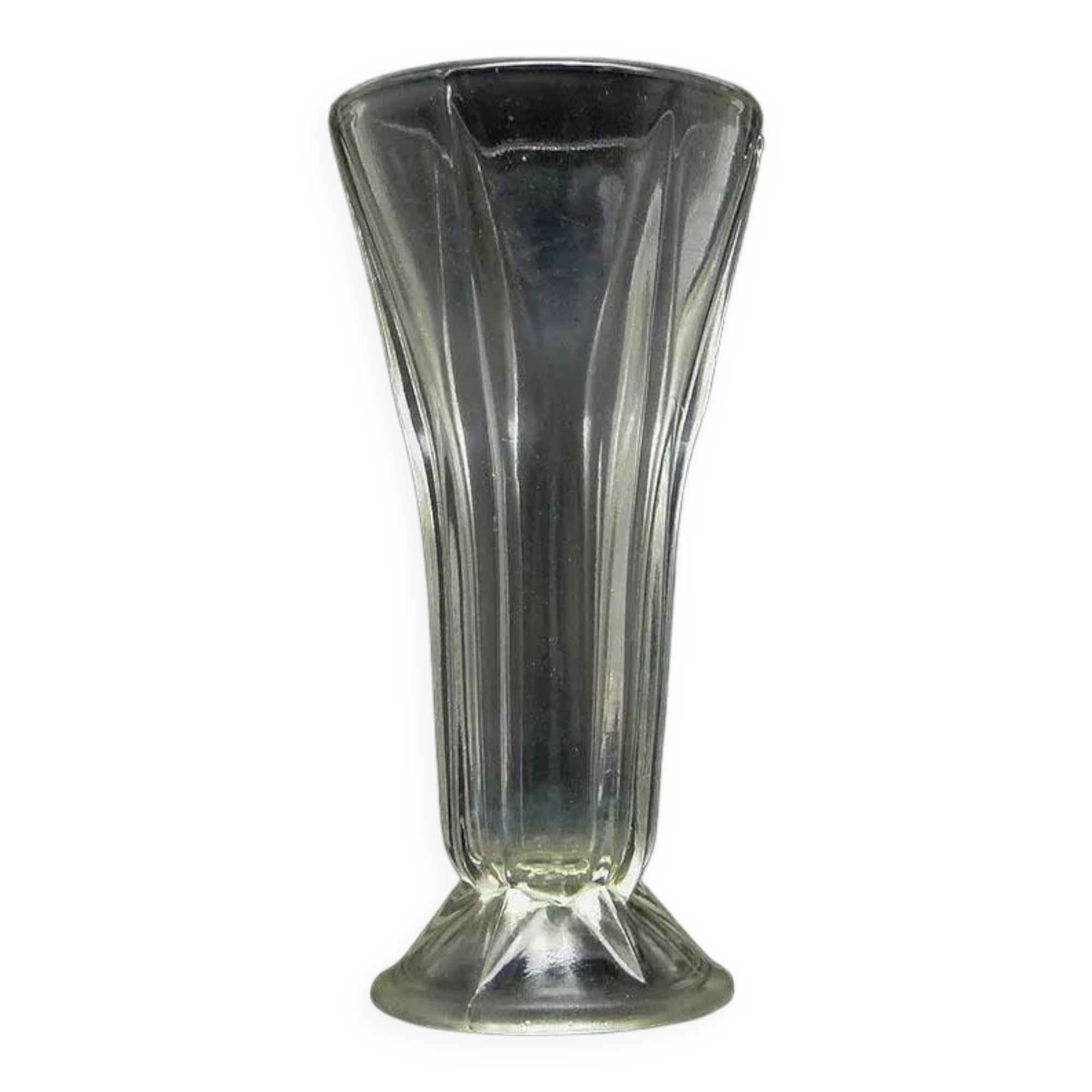 Art Deco vase, transparent glass, Poland, 1950s