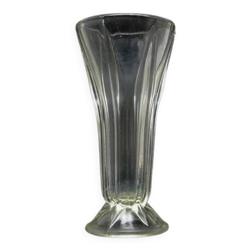 Vase Art Déco, verre transparent, Pologne, années 1950
