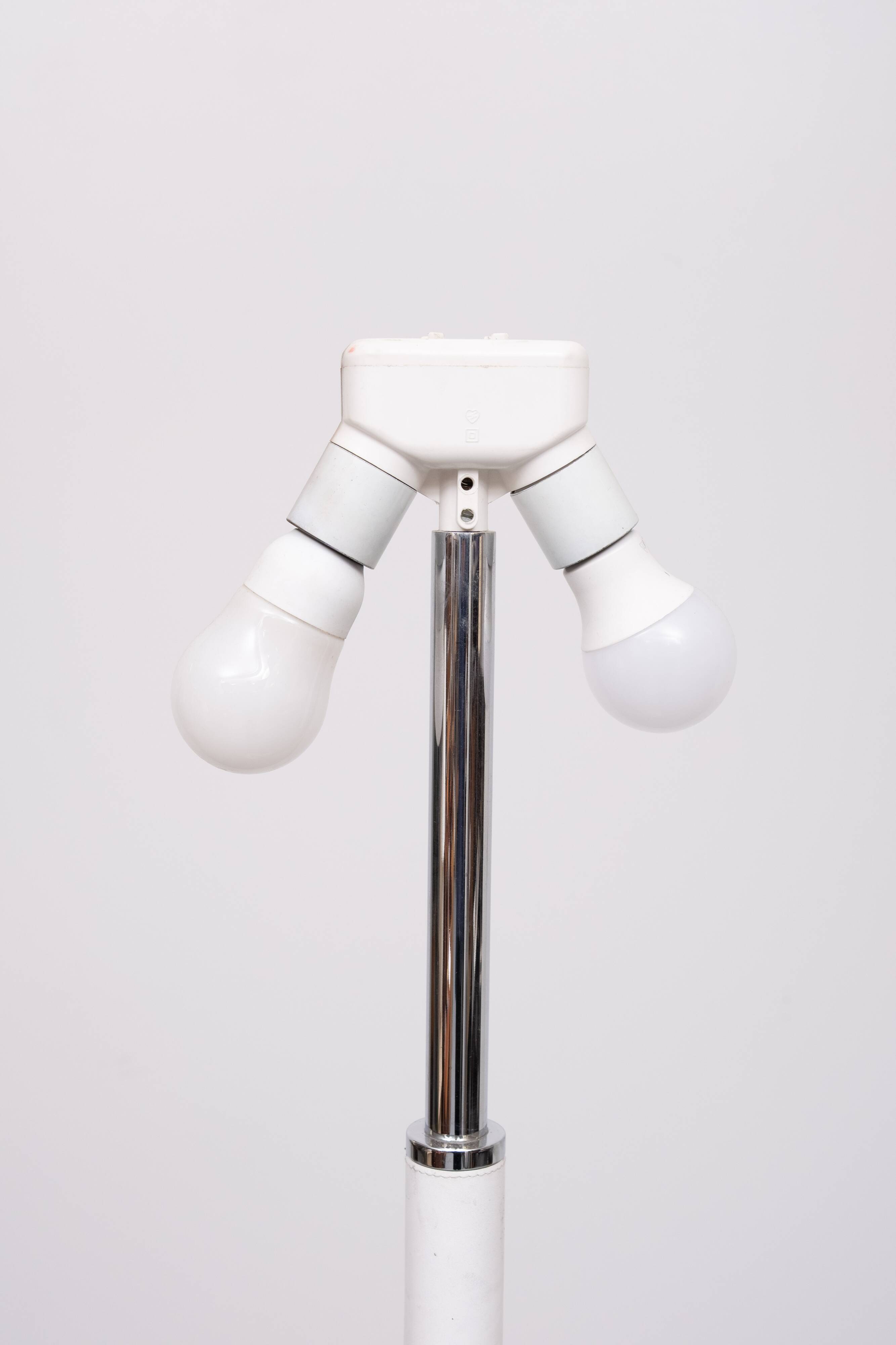 White Leather Floor lamp by Star Leuchten Germany 1970s