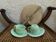 Duo de tasses à café en opaline anciennes 