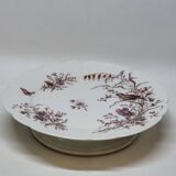 Superb Plate Dish on Pedestal 19th Century White Porcelain Bird Decor