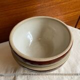 Pair of enamelled sandstone bowls