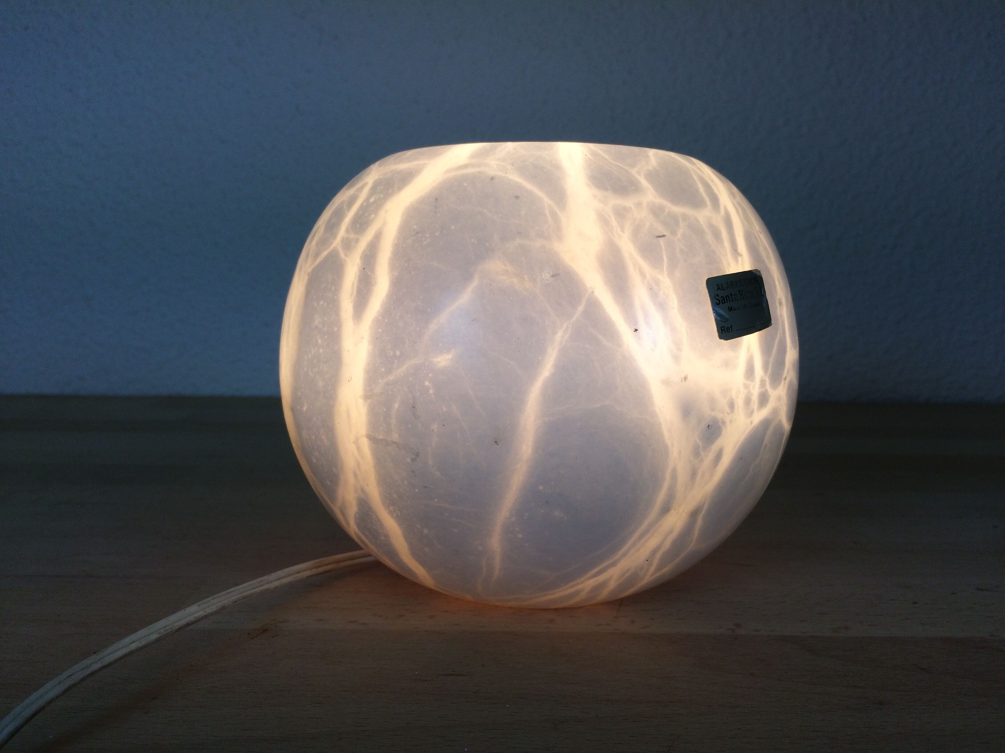 Alabaster white marble ball lamp