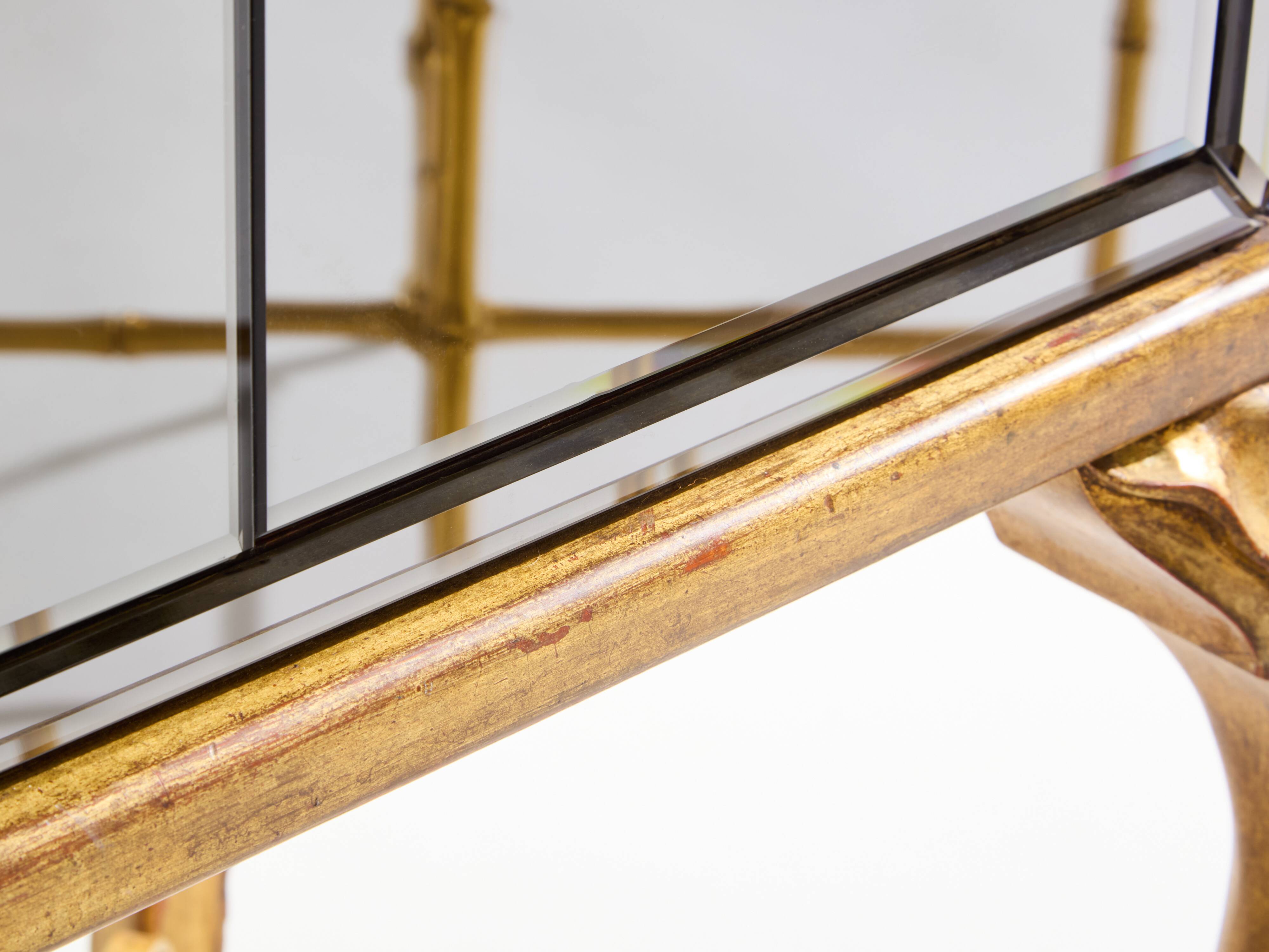 Maison Jansen bar cabinet in gilded wood and mirrors circa 1940