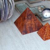 Two wooden pyramids with elm magnifying glass, 70s