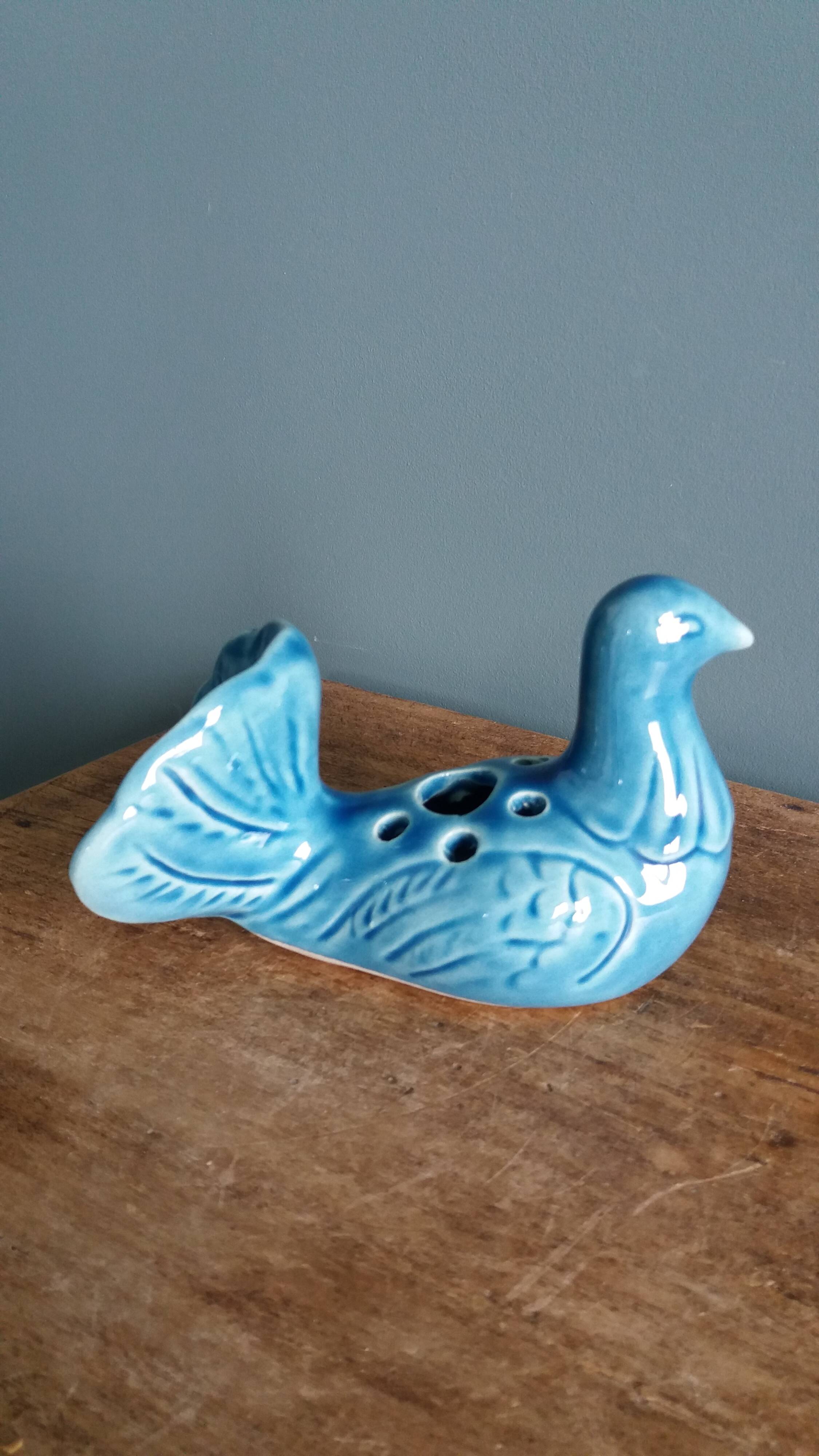Dove bird vase flower holder in ceramic signed Saint Paul de Vence