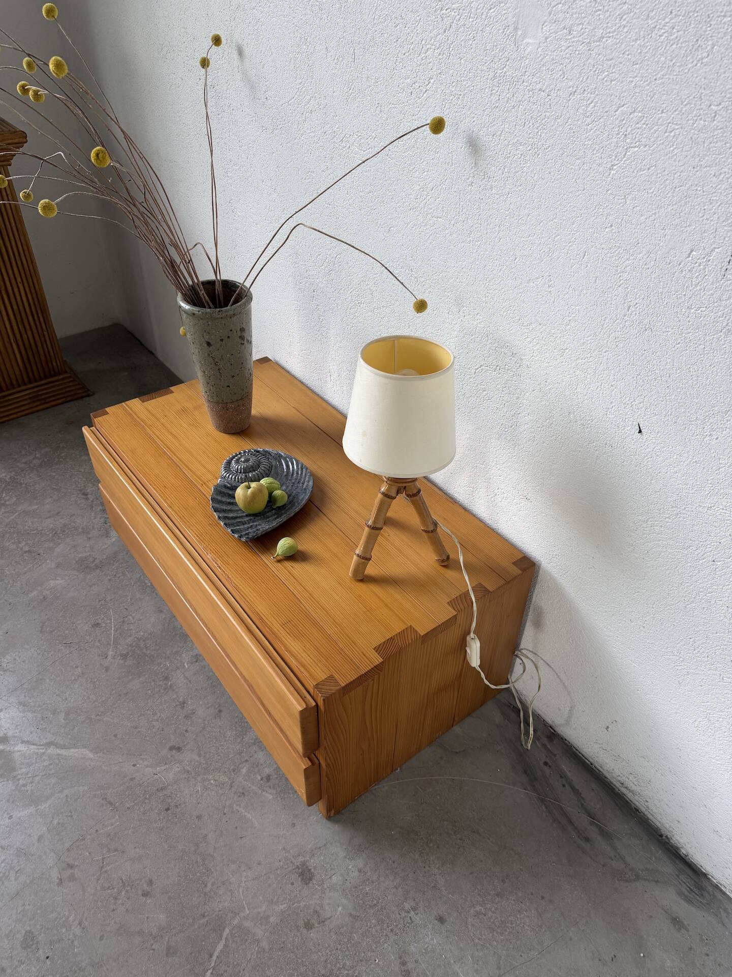 1960s rattan desk or table lamp