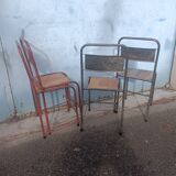4 antique metal wooden chairs