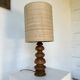 1950s turned oak wood table lamp