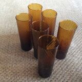 Series of 6 amber glasses