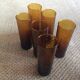 Series of 6 amber glasses