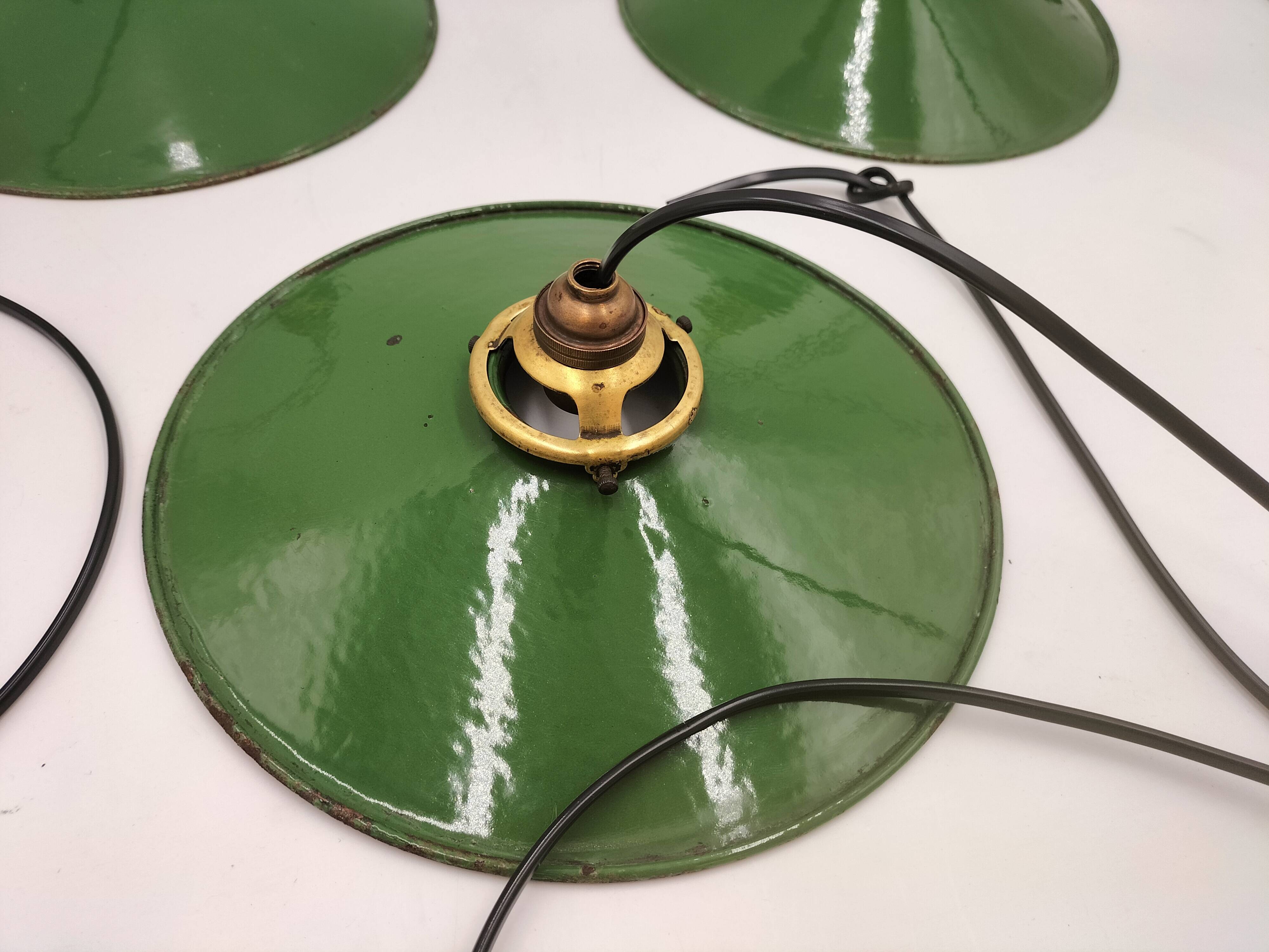 Enameled sheet metal pendant lights