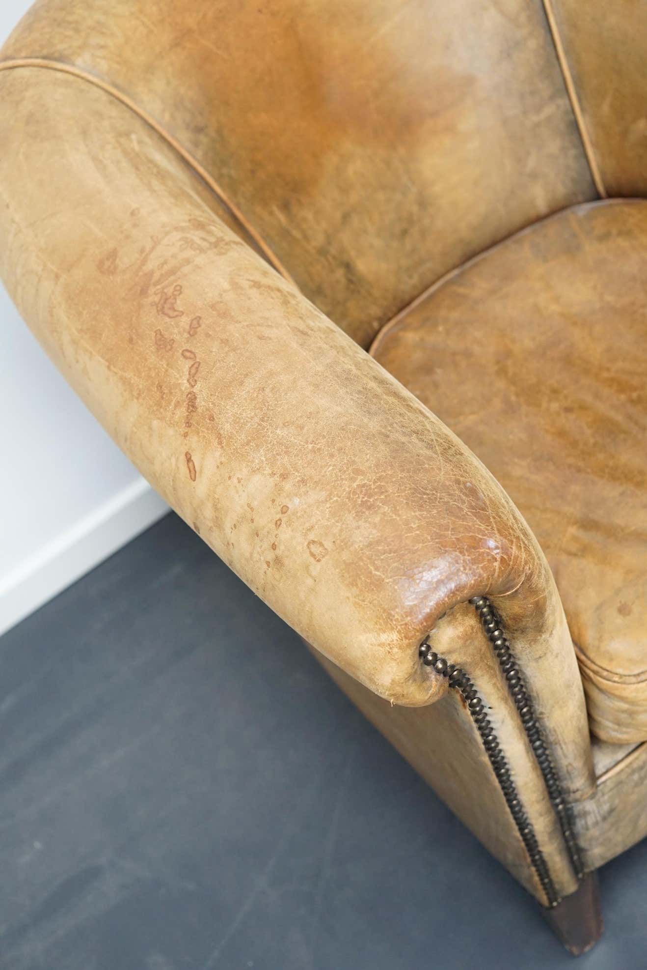 Vintage club chair in cognac-coloured leather Netherlands