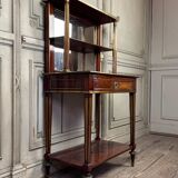 Bonheur du jour in mahogany and brass inlay, late 18th century