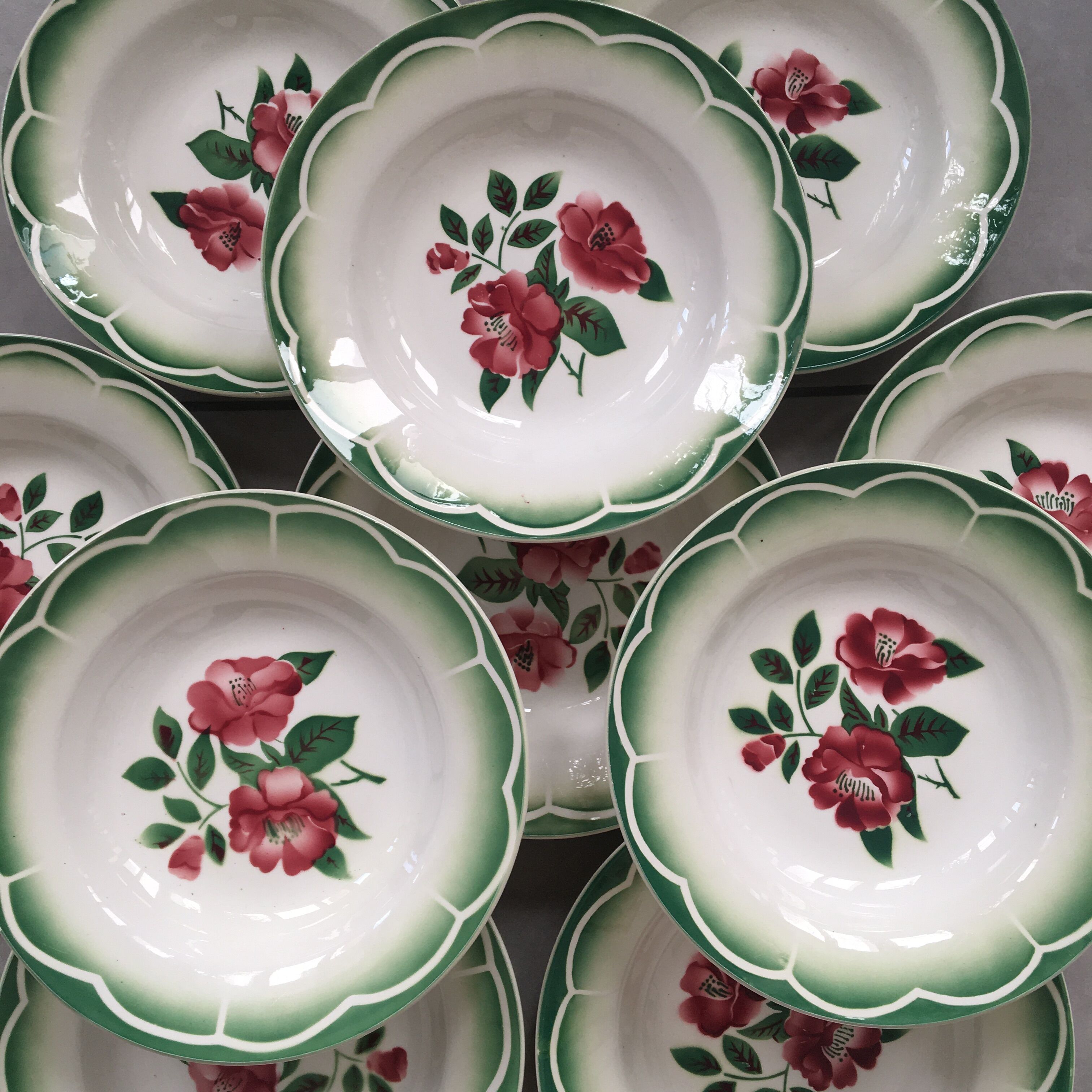 Set of 10 hollow plates "Mireille" Digoin Sarreguemines