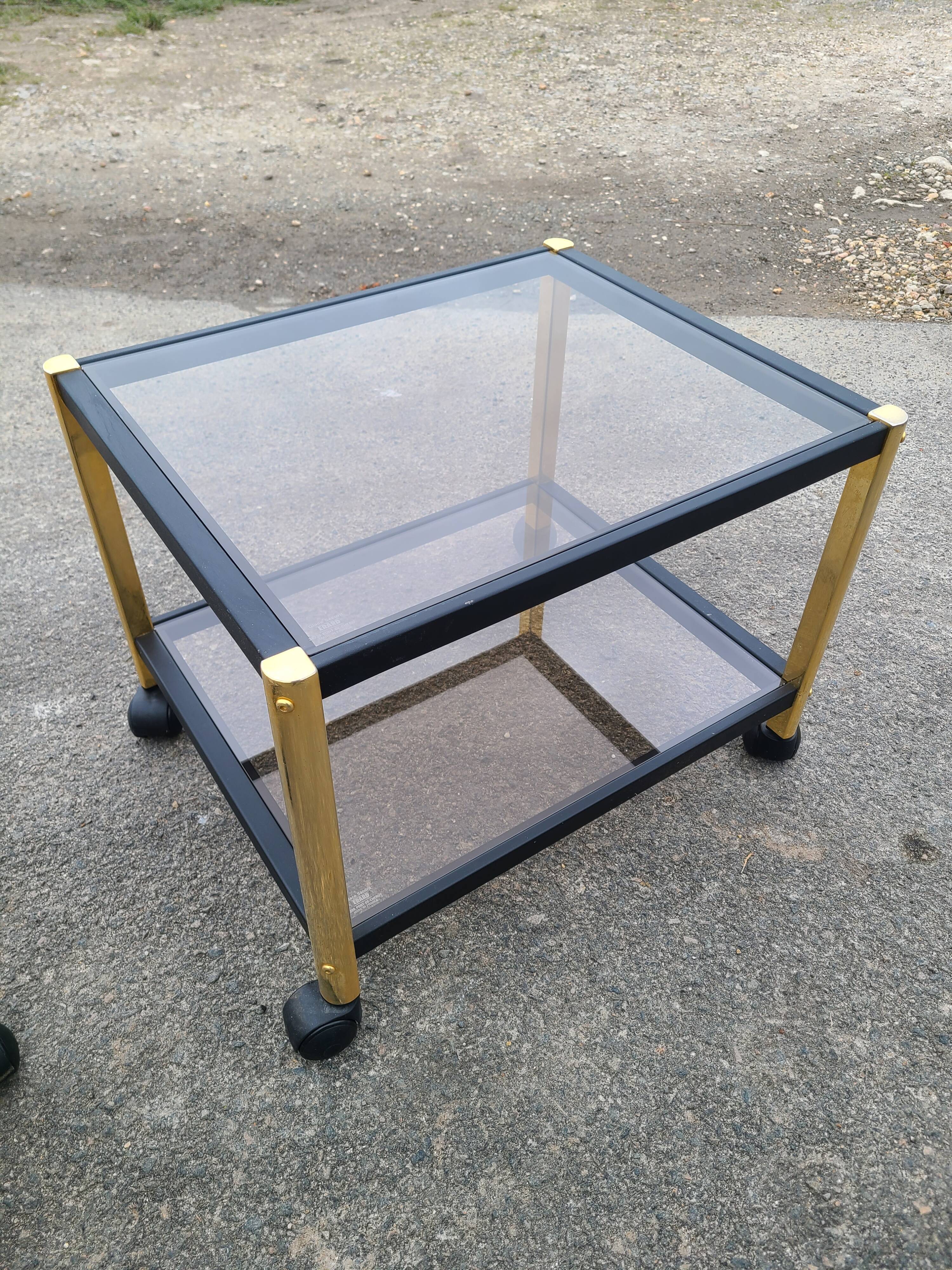 Coffee table golden black and Erard smoked glass