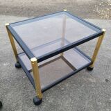Coffee table golden black and Erard smoked glass