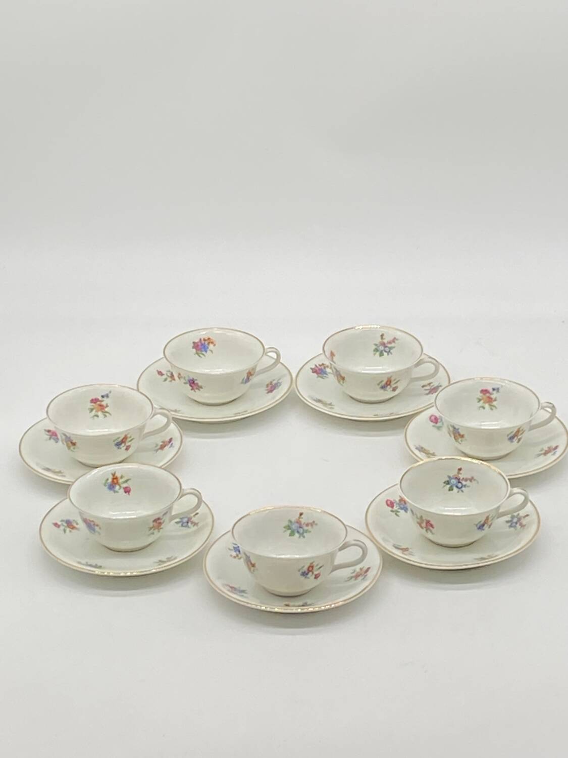 Antique Charles Ahrenfeldt porcelain service, flowers / floral / gilding
