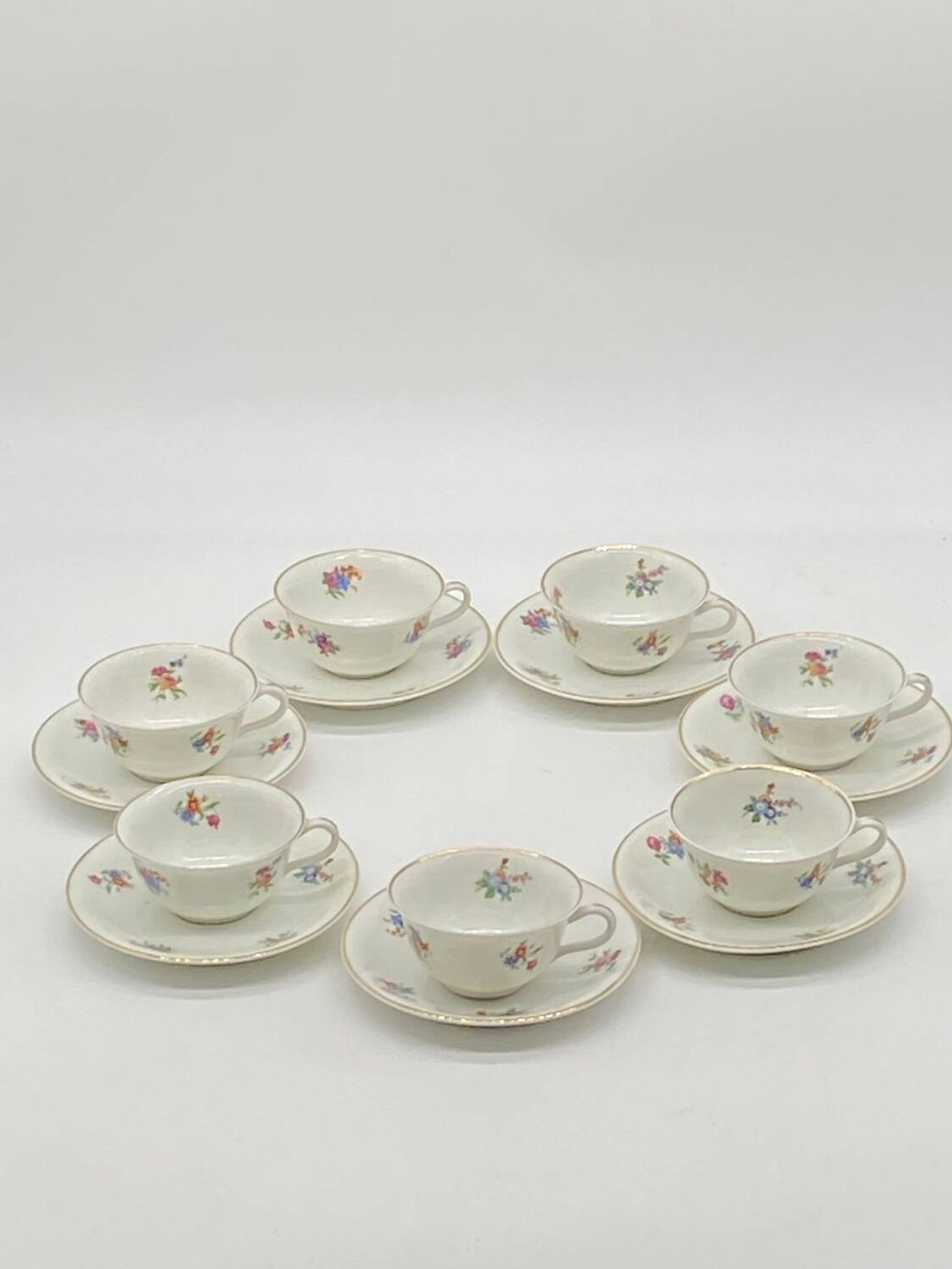 Antique Charles Ahrenfeldt porcelain service, flowers / floral / gilding