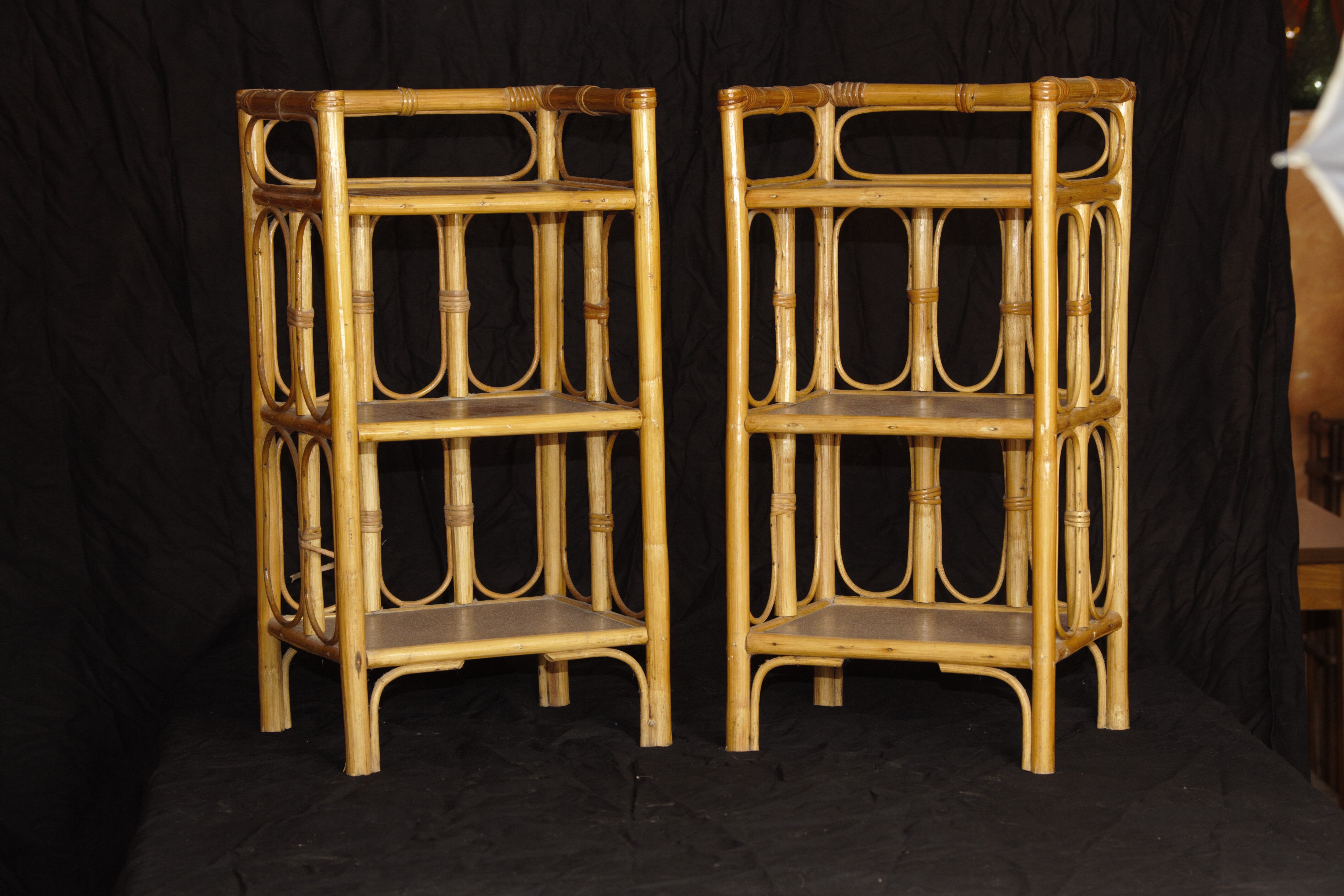 Pair of rattan bedside tables