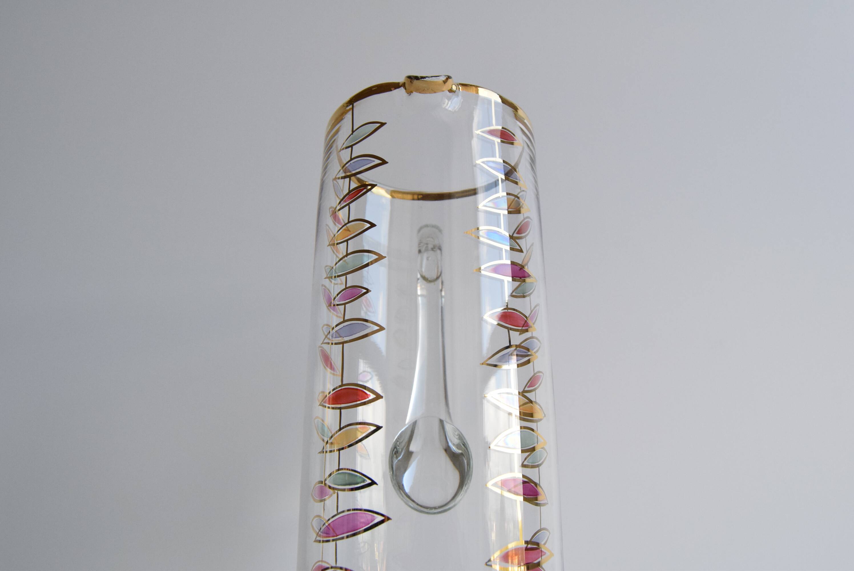 Vintage glass jug, Bohemia Glass, 1960's.