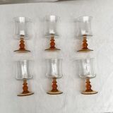 Set of six stemmed glasses stamped France size: height -14cm- diameter -7cm-