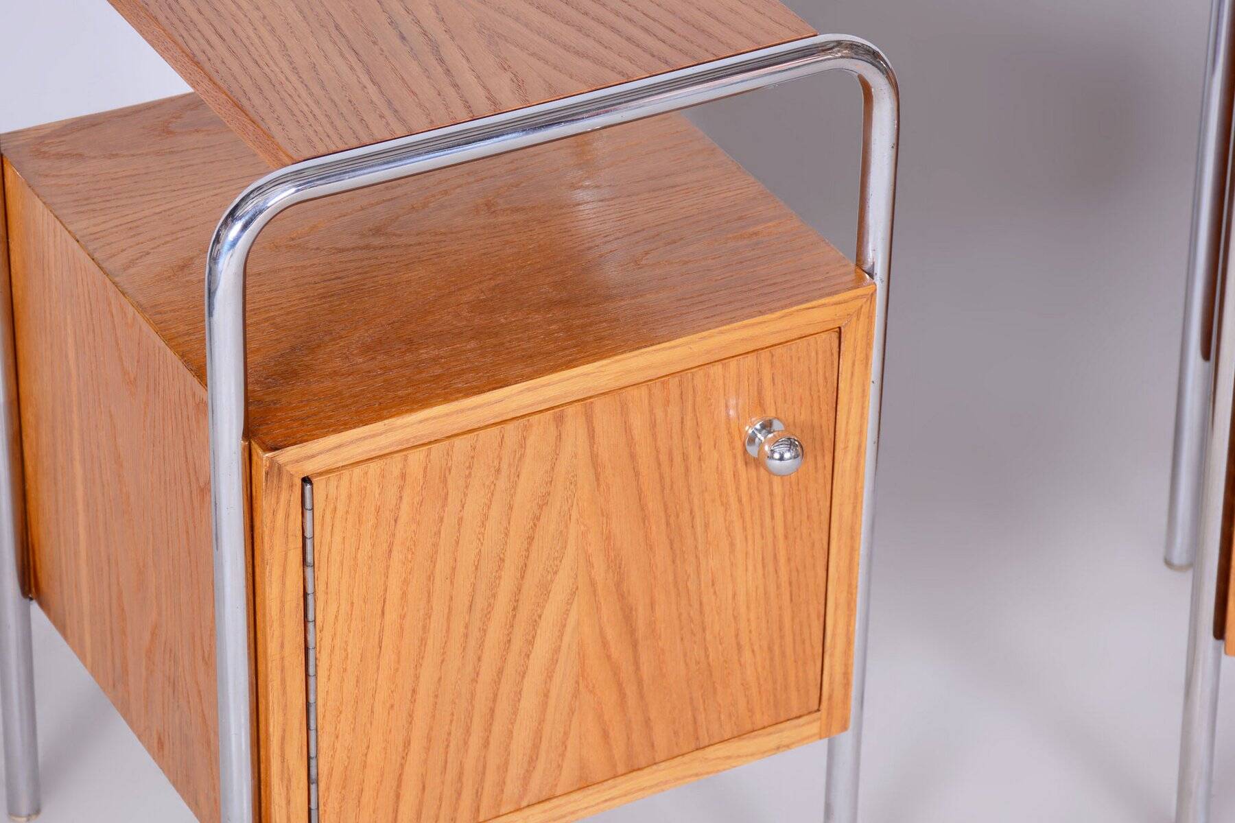 Bauhaus Chrome Bedside Tables attributed to R. Slezák, Former Czechoslovakia, 1930s, Set of 2