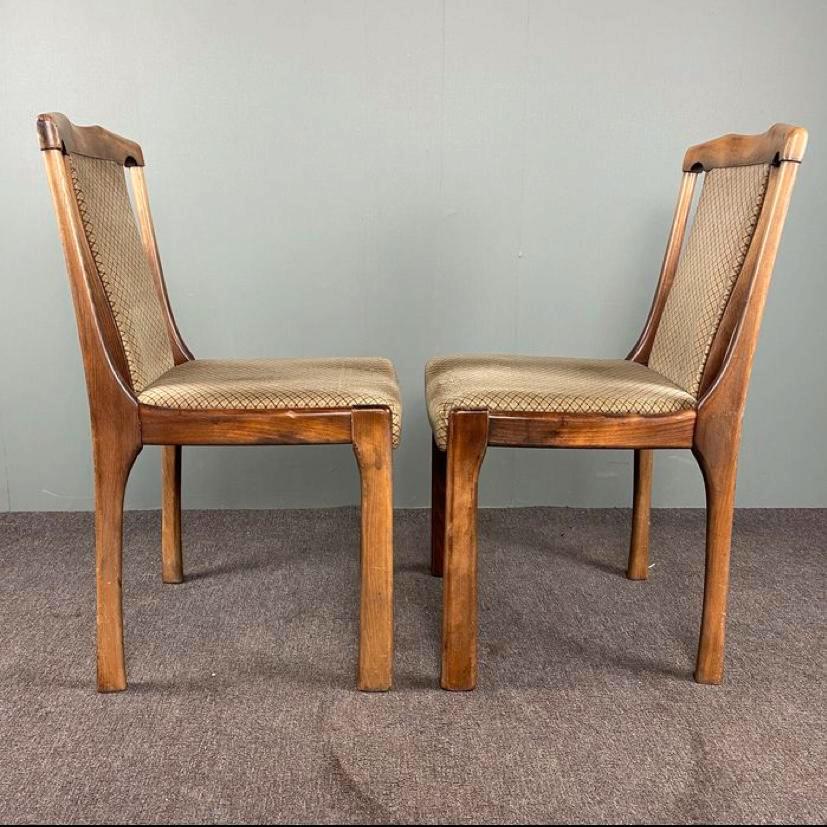Set of 4 vintage wooden dining chairs 60s
