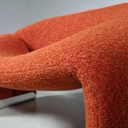 F598 Groovy 'M' chaise in orange/red bouclette by Pierre Paulin for Artifort, 1980