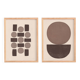 Duo of abstract paintings with geometric brown illustration signed Eawy.