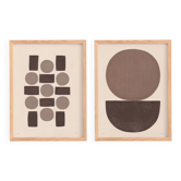 Duo de peintures abstraites illustration géométrique marron signées Eawy