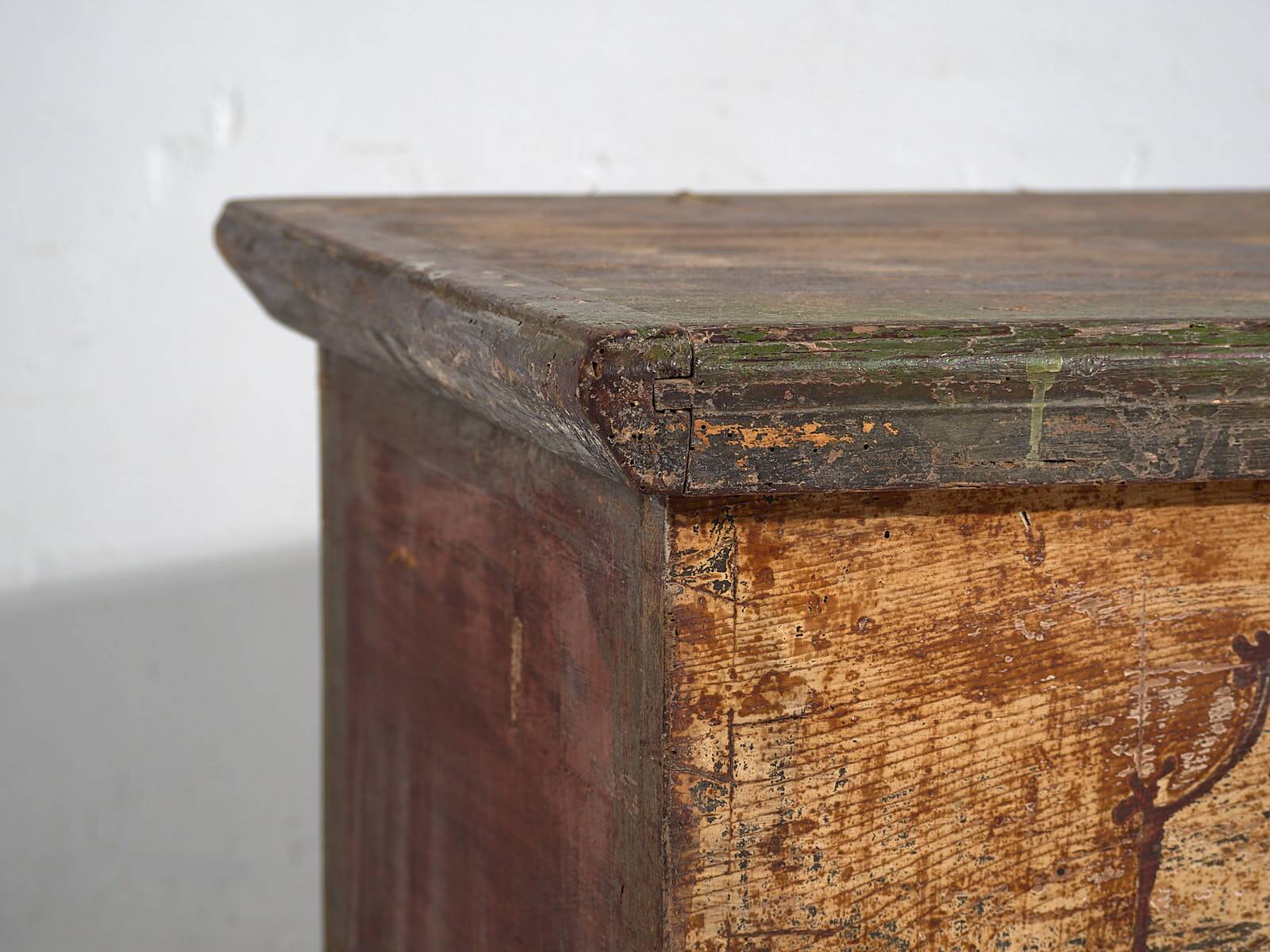 Antique solid gilded wooden chest dated 1846 #86