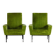 Pair of green velvet armchairs, 1950