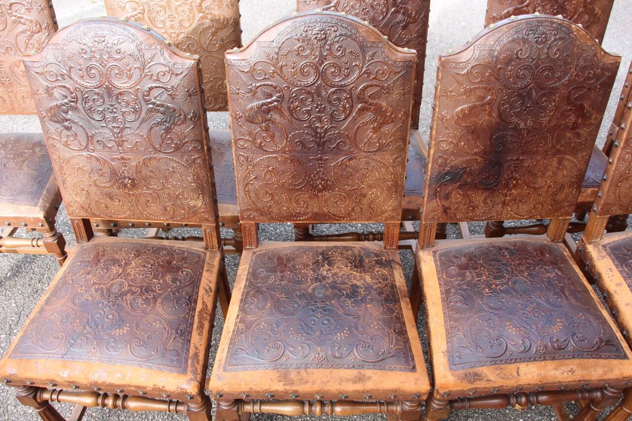set of twelve Cordoba leather chairs from the 19th century