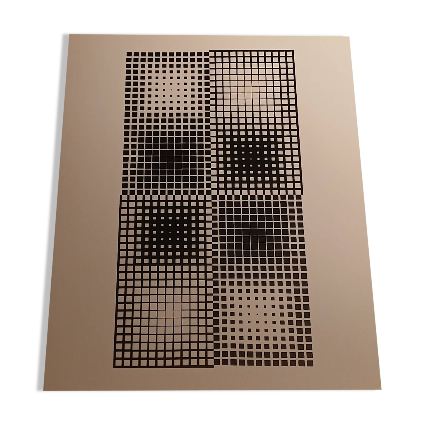 Screen print by Victor Vasarely - "Corpuscular" - Art & Science / Structure