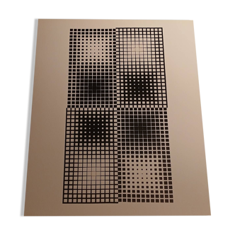​Sérigraphie Victor Vasarely - "Corpusculaire" - Art & Science / Struc