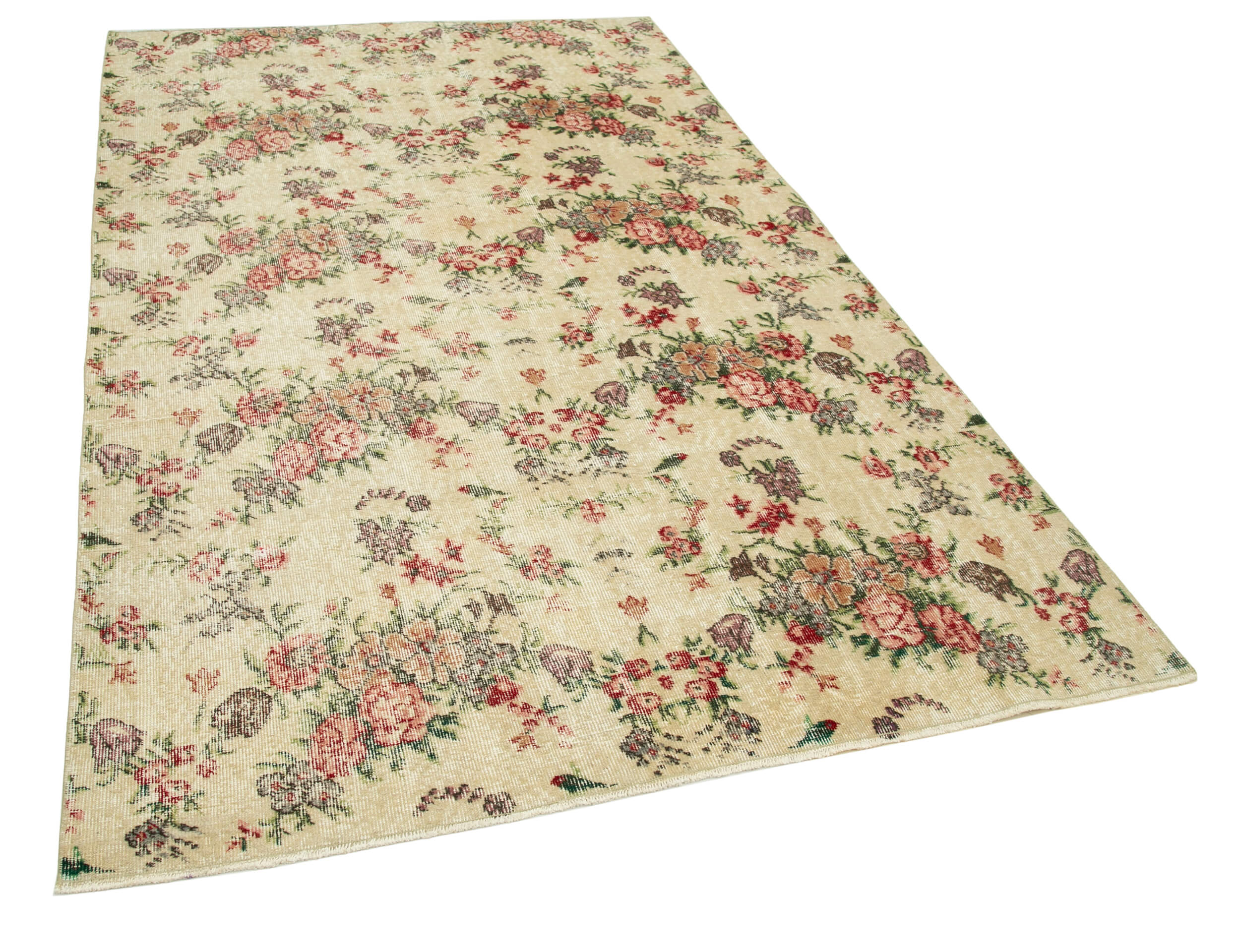 Turkish hand-knotted vintage 1970s beige carpet 157 cm x 255 cm