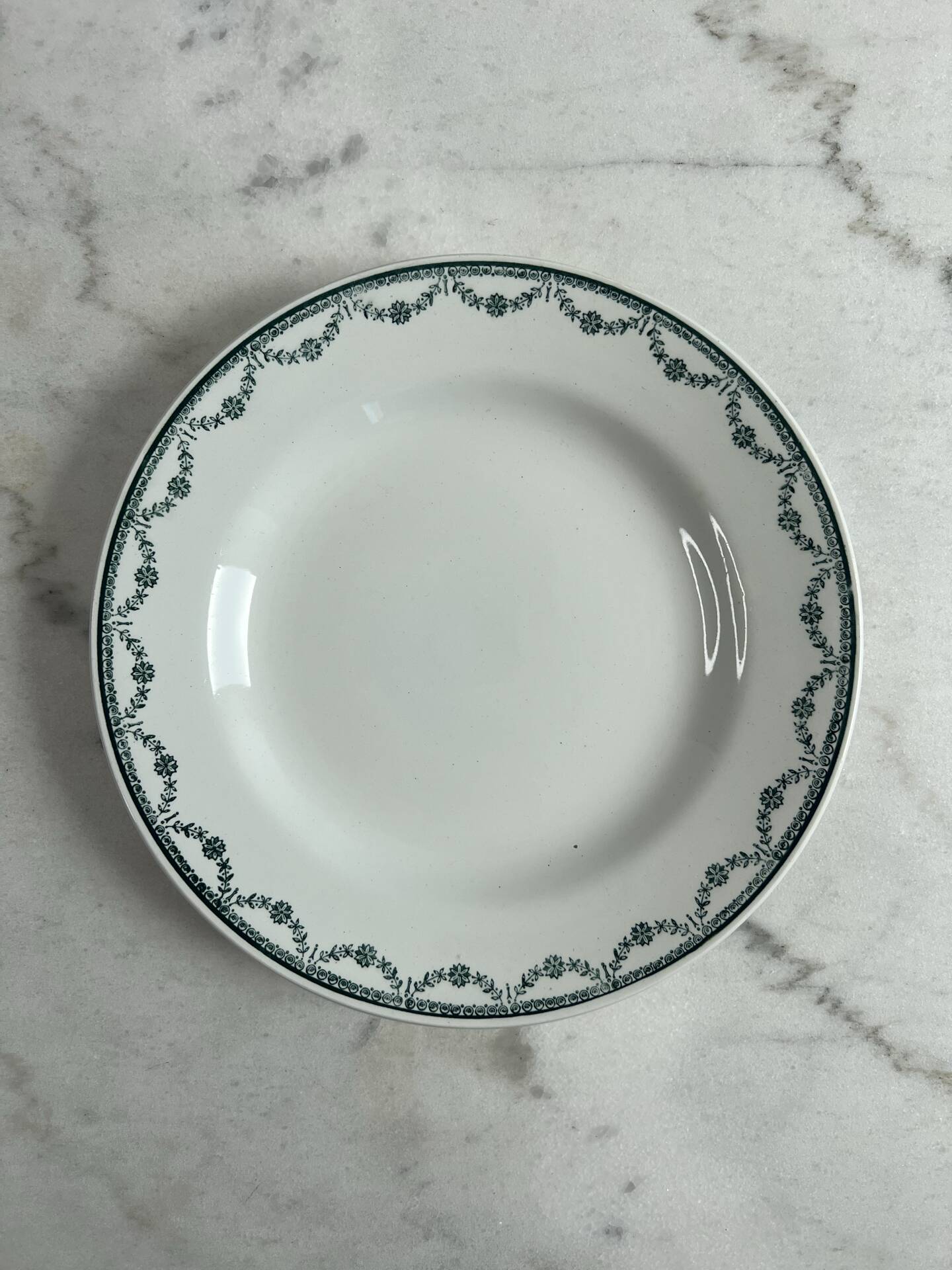 Set of 12 flat plates in Saint Amand earthenware, 22.5cm.