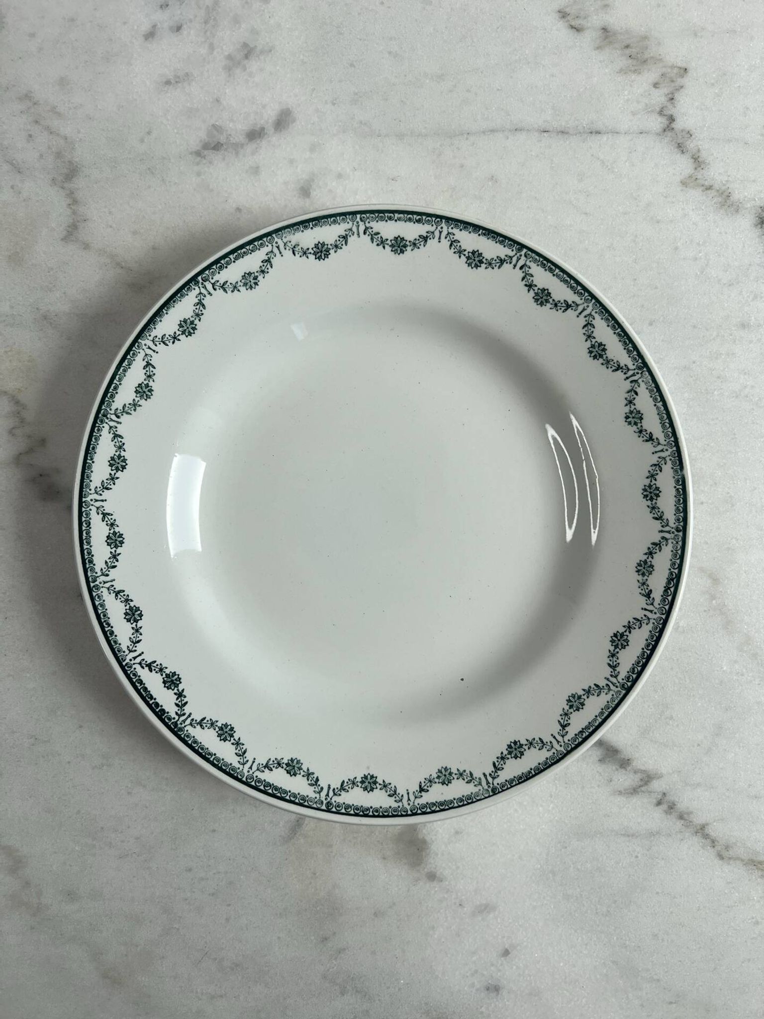 12 assiettes plates en faïence de Saint Amand