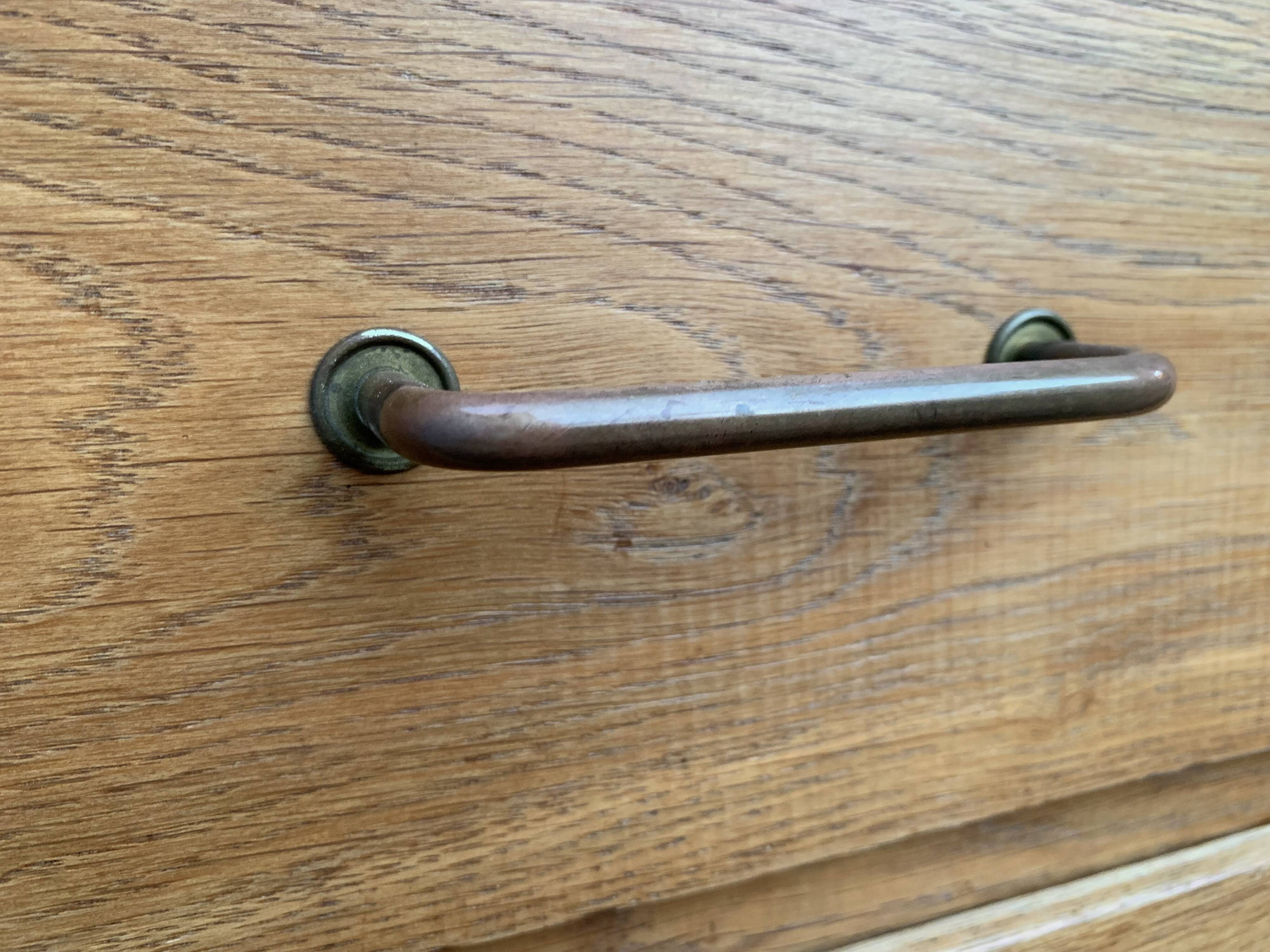 Chest of drawers with compass feet, raw wood, 1950s