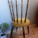 Vintage chair in turned wood and gold velvet, 1960